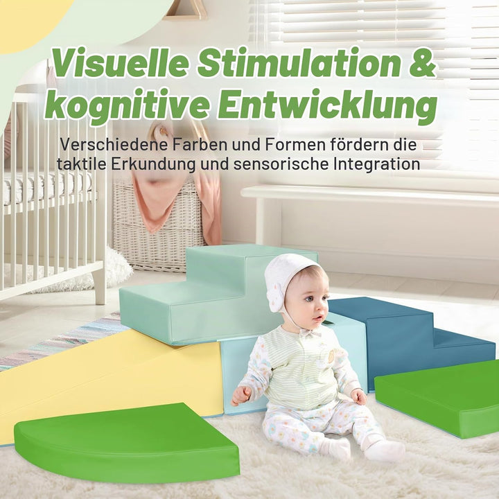 Wilwolfer Schaumstoff Bausteine Kinder Klettern Indoor: 6 Softbausteine Riesenbausteine Spielbaustei