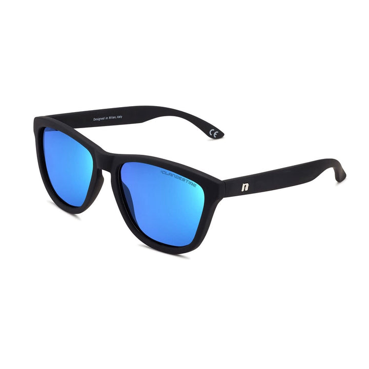 Clandestine - Sonnenbrille Model 8 Matte Black Light Blue - Blaue HD Nylon Gläser und TR90 Rahmen -