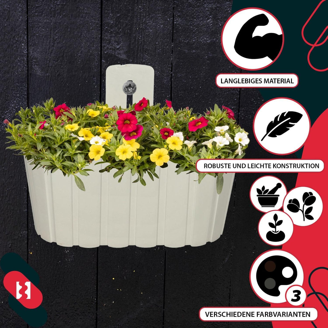KOTARBAU® 4er Set Blumenkasten Balkon - Wandampel - Blumentopf - 28x14cm H: 13cm Weiss - Wandampel f
