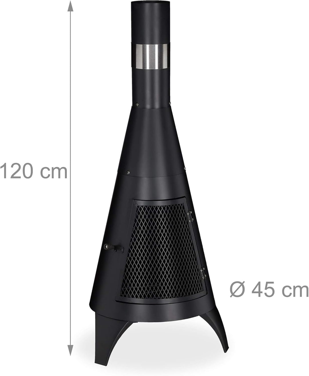 Relaxdays Terrassenofen mit Funkenschutz Tür, dekorative Feuerstelle für Holz, Gartenofen, HxD: 120x