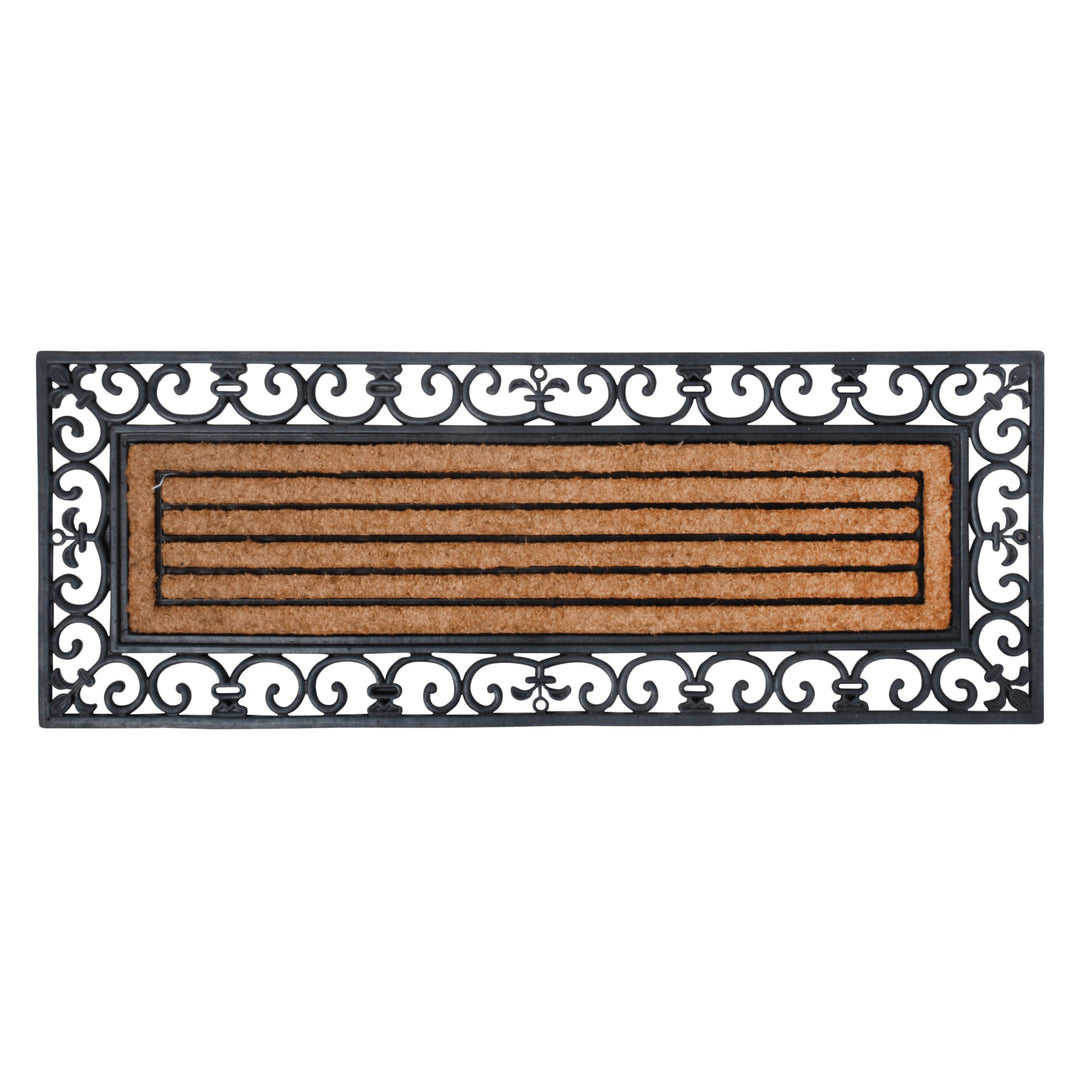 Esschert Design Schmutzfangmatte, Fussmatte in schwarz aus Gummi, mit Kokos-Einlage, rechteckig, ext