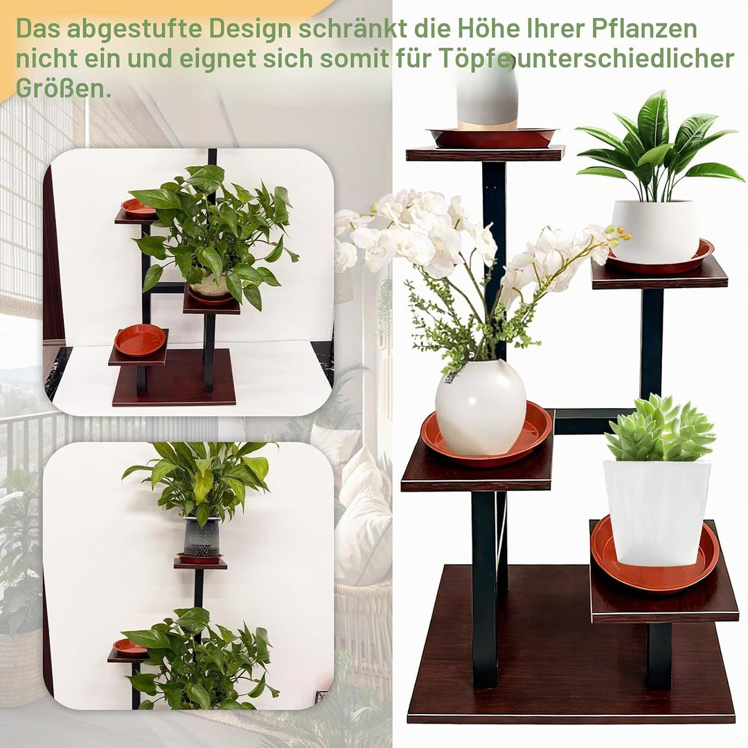 Pflanzenständer mit 5 Ebenen aus Eisen, 85 cm, mit 8 Untersetzern, modernes Regal für den Innenberei