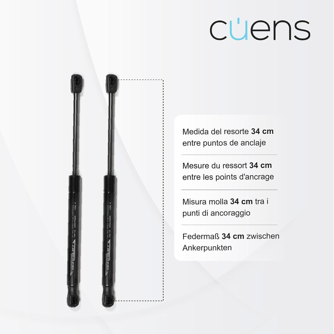 Set mit 2 Gasfedern oder Stossdämpfern für Bettkasten 900N Kugel-Clip - Ideal für Bettkasten 105 cm