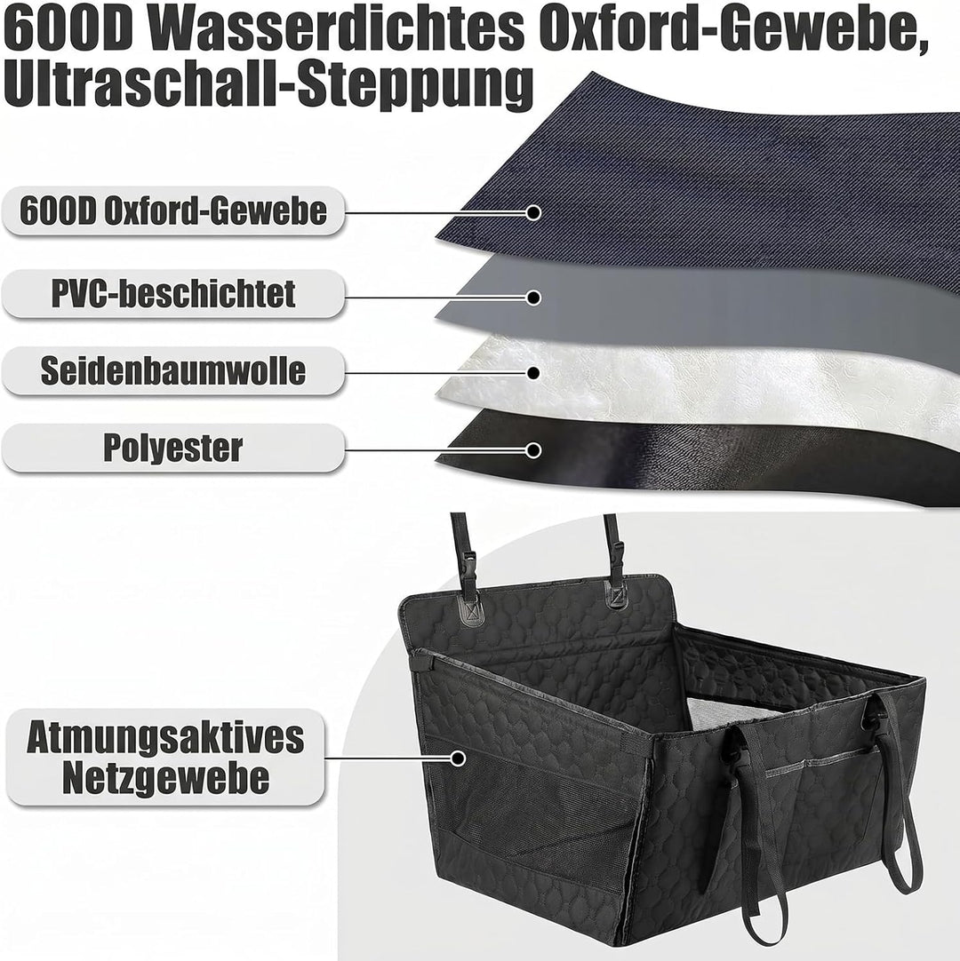 Verstärkter Hunde Autositz für Mittlere und Grosse Hunde, Hunde Autositz Rückbank – mit 4 Sicherheit