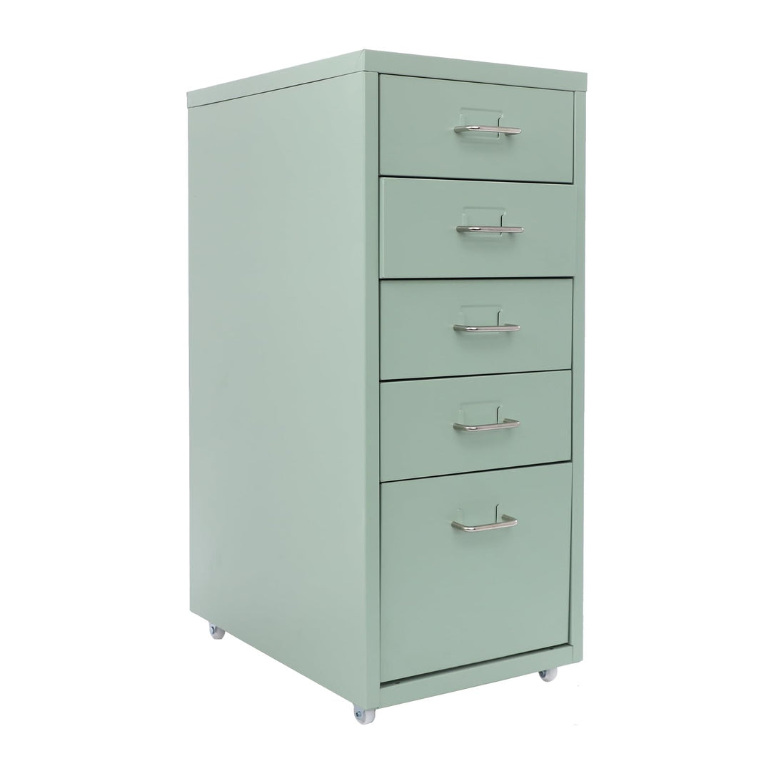 Schubladenschrank Rollcontainer mit 5 Schubladen, Aktenschrank Metall Büroschrank Rolladenschrank Sc