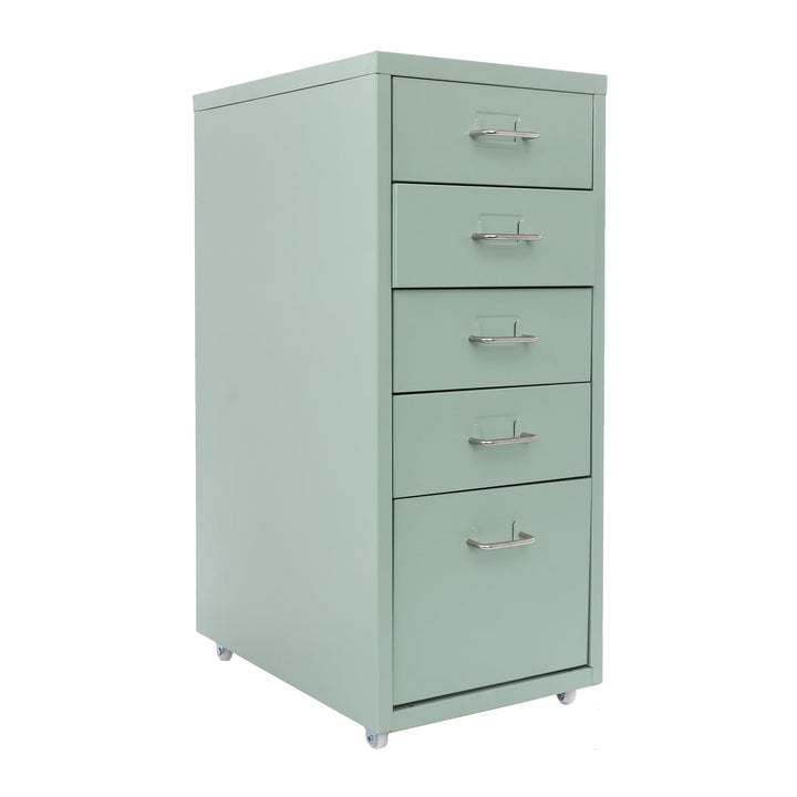 Schubladenschrank Rollcontainer mit 5 Schubladen, Aktenschrank Metall Büroschrank Rolladenschrank Sc