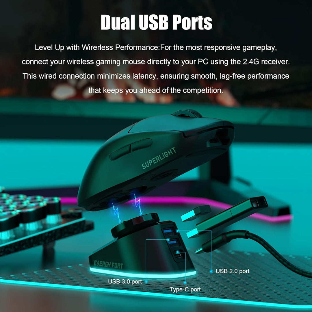 Ladestation für Logitech Mouse G PRO X Superlight, G502/G502X/G502X Plus Lightspeed, G703, G903, G P