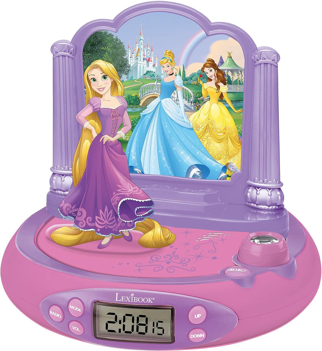 Lexibook, Disney Prinzessin Rapunzel, Projektor-Wecker für Kinder, Nachtlicht und Zeitprojektion an