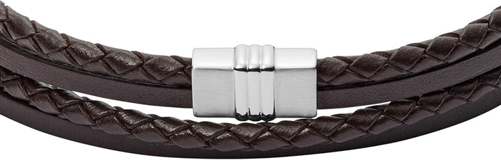 FOSSIL Casual texture Herrenarmband aus Leder oder Edelstahl mit Magnet-, Falt- oder Schnallenversch