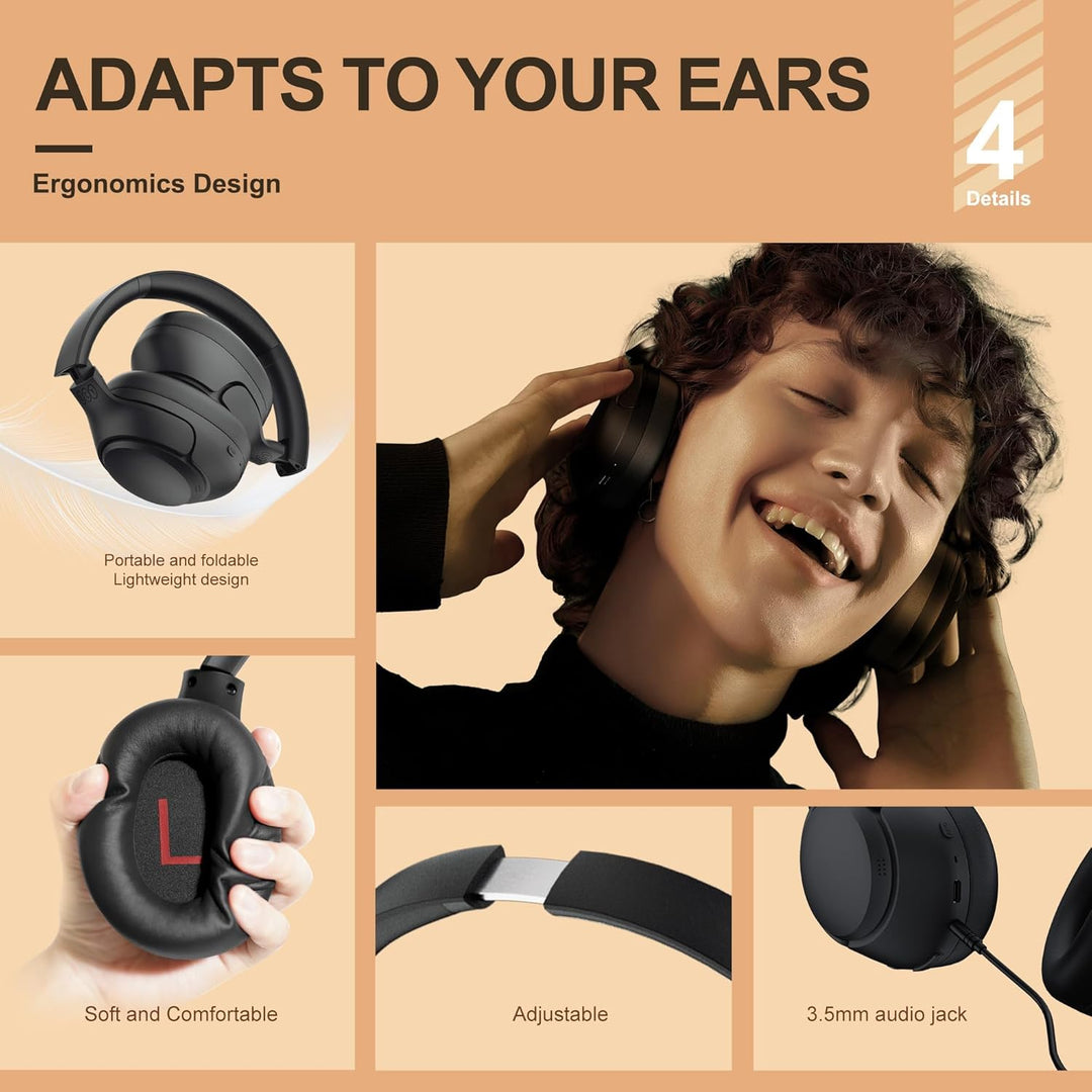 QCY H3 ANC Bluetooth Kopfhörer Over Ear,Hybrid Active Noise Cancelling Kopfhörer,Hi-Res Sound,60H Ak