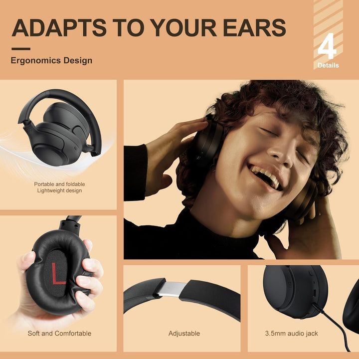 QCY H3 ANC Bluetooth Kopfhörer Over Ear,Hybrid Active Noise Cancelling Kopfhörer,Hi-Res Sound,60H Ak