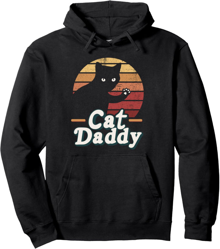 Best Cat Daddy Vintage Father Gift Funny 80s Style Pet Lover Pullover Hoodie