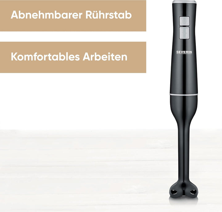 SEVERIN Stabmixer zum Pürieren und Zerkleinern, leistungsstarker Mixstab mit Turbostufe, abnehmbarer