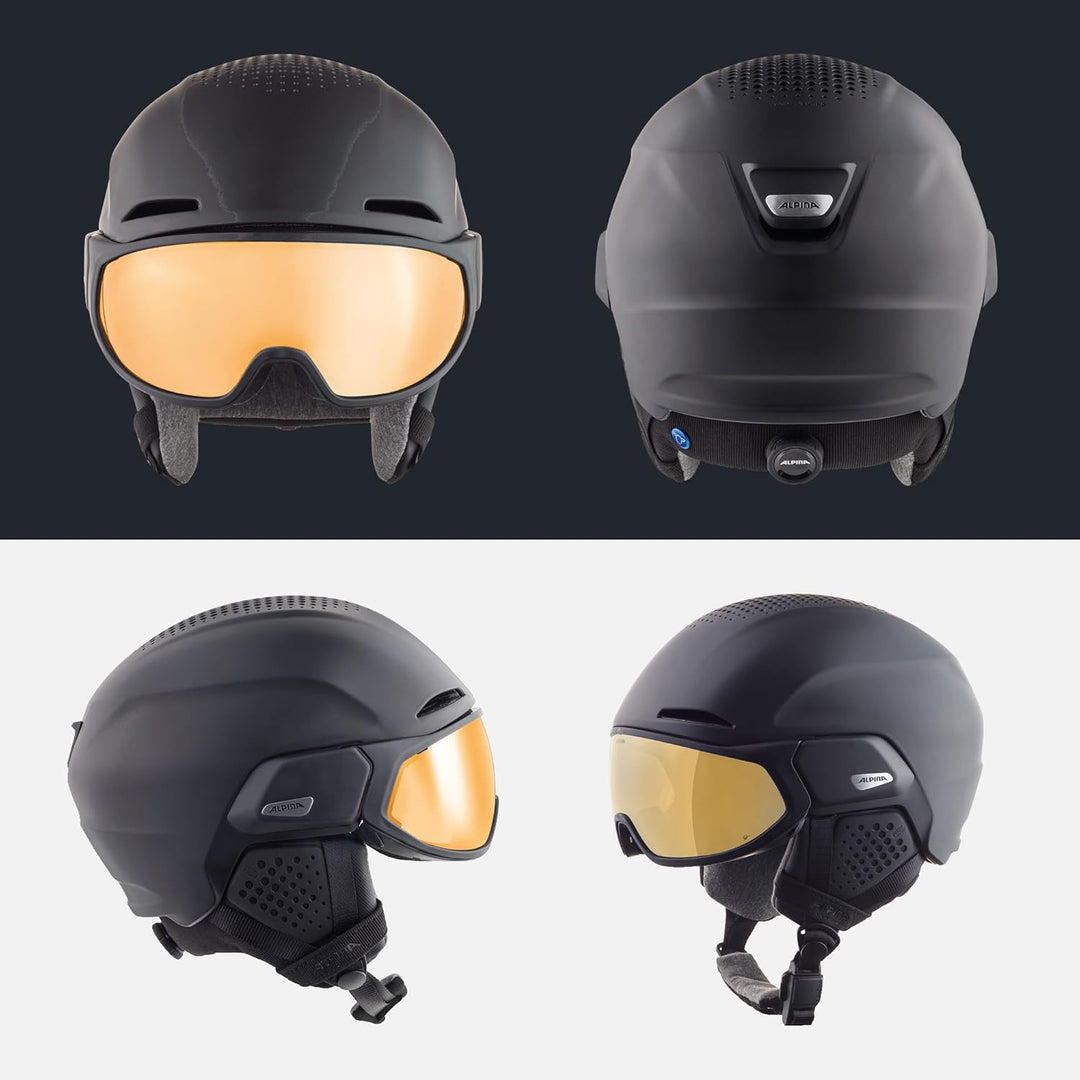 Alpina Unisex-Erwachsene Alto Q-LITE Skihelm, Black matt (Gold Mirror), 59-63