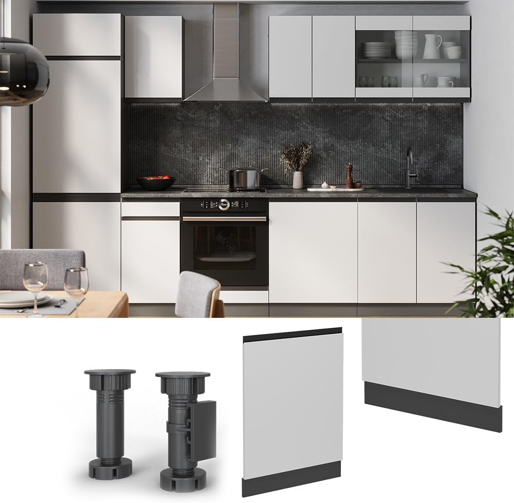 Vicco Geschirrspülblende R-Line, Weiss, 60 cm J-Shape ohne Arbeitsplatte, zur freien Kombination inn