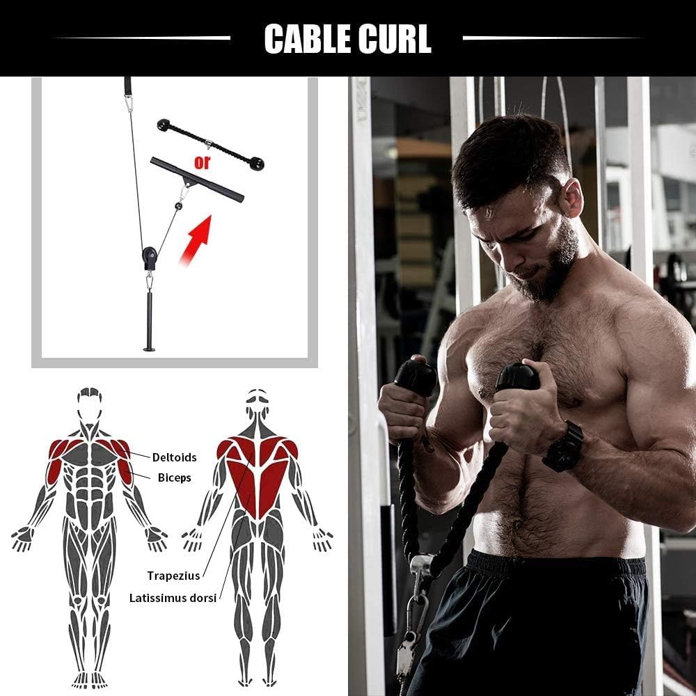 Morwealth Seilzug Fitness Kabelsystem, Latzug Unterarmtrainer kabelzug Unterarm Handgelenk Trainer A