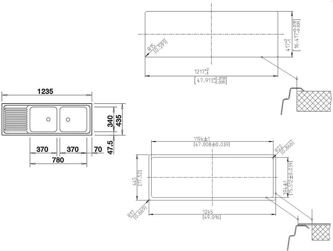 BLANCO TOP EZS 12 x 4-2 | Edelstahl | Einbauart: Einbau von Oben | reversibel | ohne Ablaufgarnitur