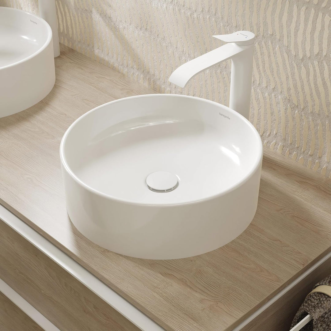hansgrohe Ablaufgarnitur nicht verschliessbar für Waschbecken, Mattweiss Matt-weiss, Matt-weiss