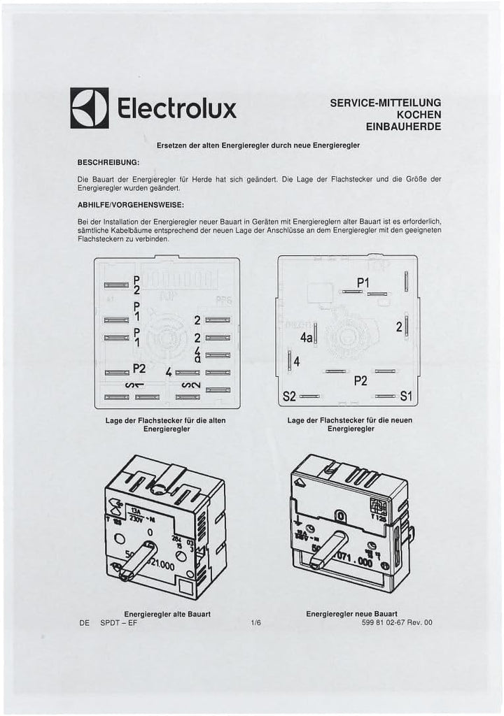 easyPART passend für Electrolux 140013339019 Kochplattenschalter AEG | 14001333901/9 EGO 50.87071.00