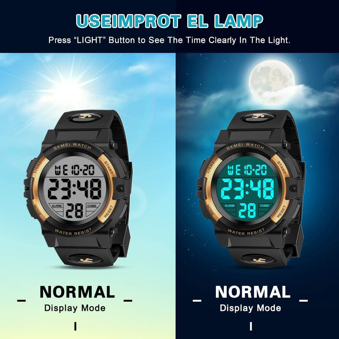 Dislocati Mehrstil LED wasserdichte Digitaluhr Wecker für Kinder - Geschenke & Spielzeug Kinder Gold