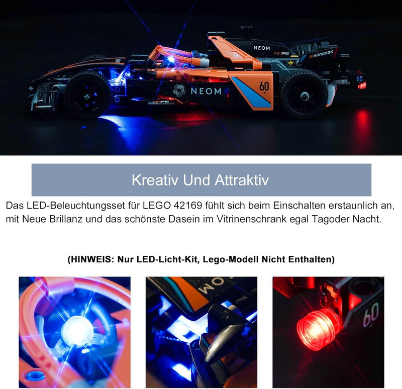 Led Licht Set für Lego Technic NEOM McLaren Formula E Race Car (Kein Lego), Dekorationsbeleuchtungss