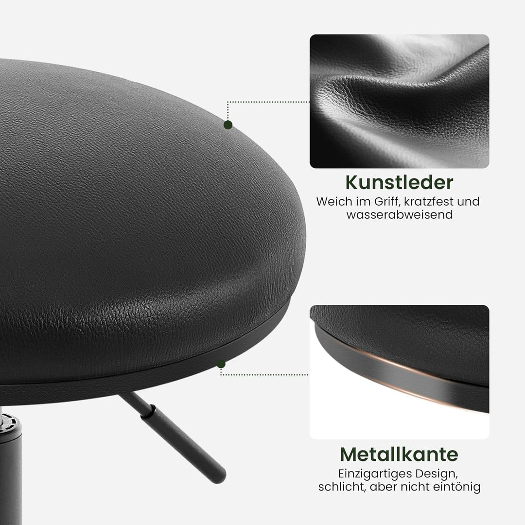 EUGAD Rollhocker höhenverstellbar, Drehhocker mit Rollen, runder Hocker 360° drehbar, Bürohocker für