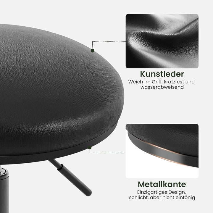 EUGAD Rollhocker höhenverstellbar, Drehhocker mit Rollen, runder Hocker 360° drehbar, Bürohocker für