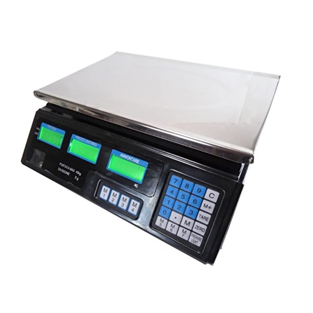 TEMPO DI SALDI Professionelle elektronische Digitalwaage von 5 g bis 40 kg mit Teilung 5 g