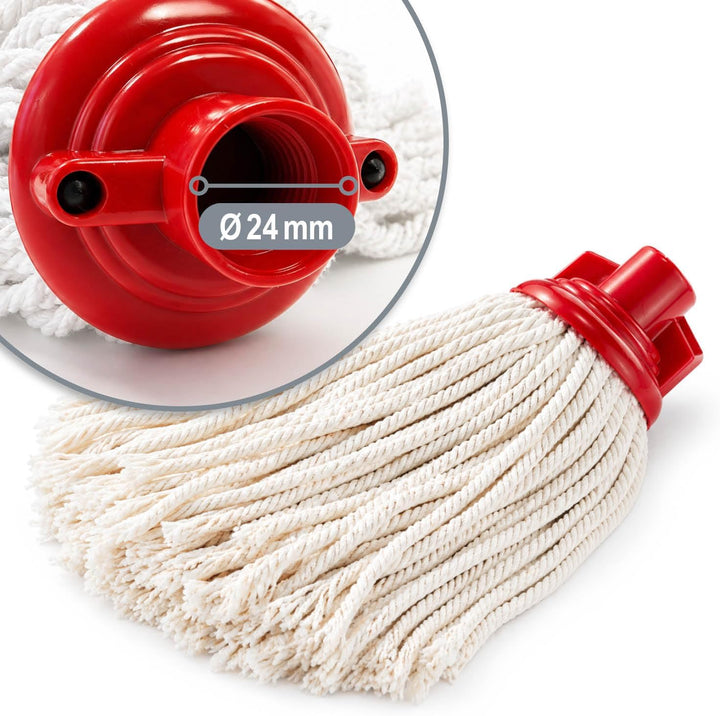 com-four® 3 Mopp Ersatzköpfe aus Baumwolle – Wischmopp Ersatz für Bodenwischer – saugfähige und wasc