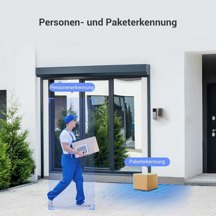 EZVIZ Video Türklingel mit Chime, Türsprechanlage mit Doppelkamera 2K & Solarpanel, Personen-/Pakete