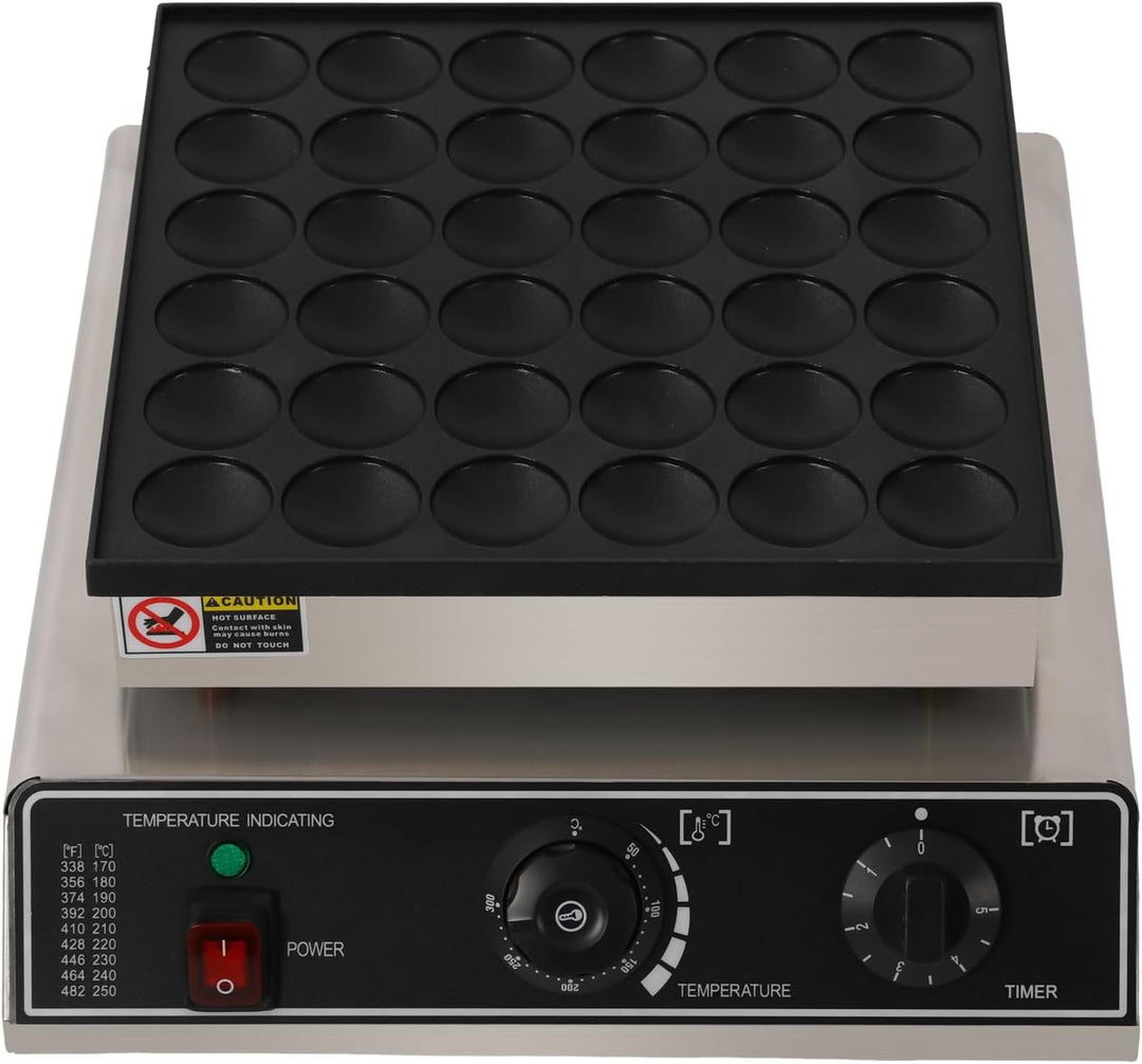 36 Löcher Elektrisch Dutch Pancakes Maker 950W, Professioneller Poffertjes Maker, Gewerblicher Muffi