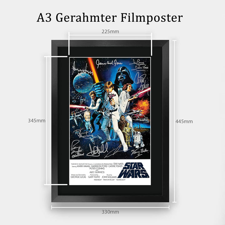 HWC Trading Star Wars A3 Gerahmte Signiert Gedruckt Autogramme Bild Druck-Fotoanzeige Geschenk Für M
