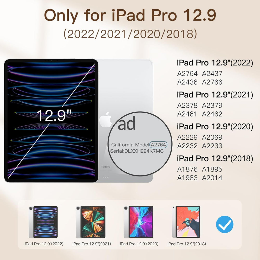 JETech Magnetische Hülle für iPad Pro 12,9 Zoll 2022/2021/2020/2018 (6./5./4./3. Generation), Pencil