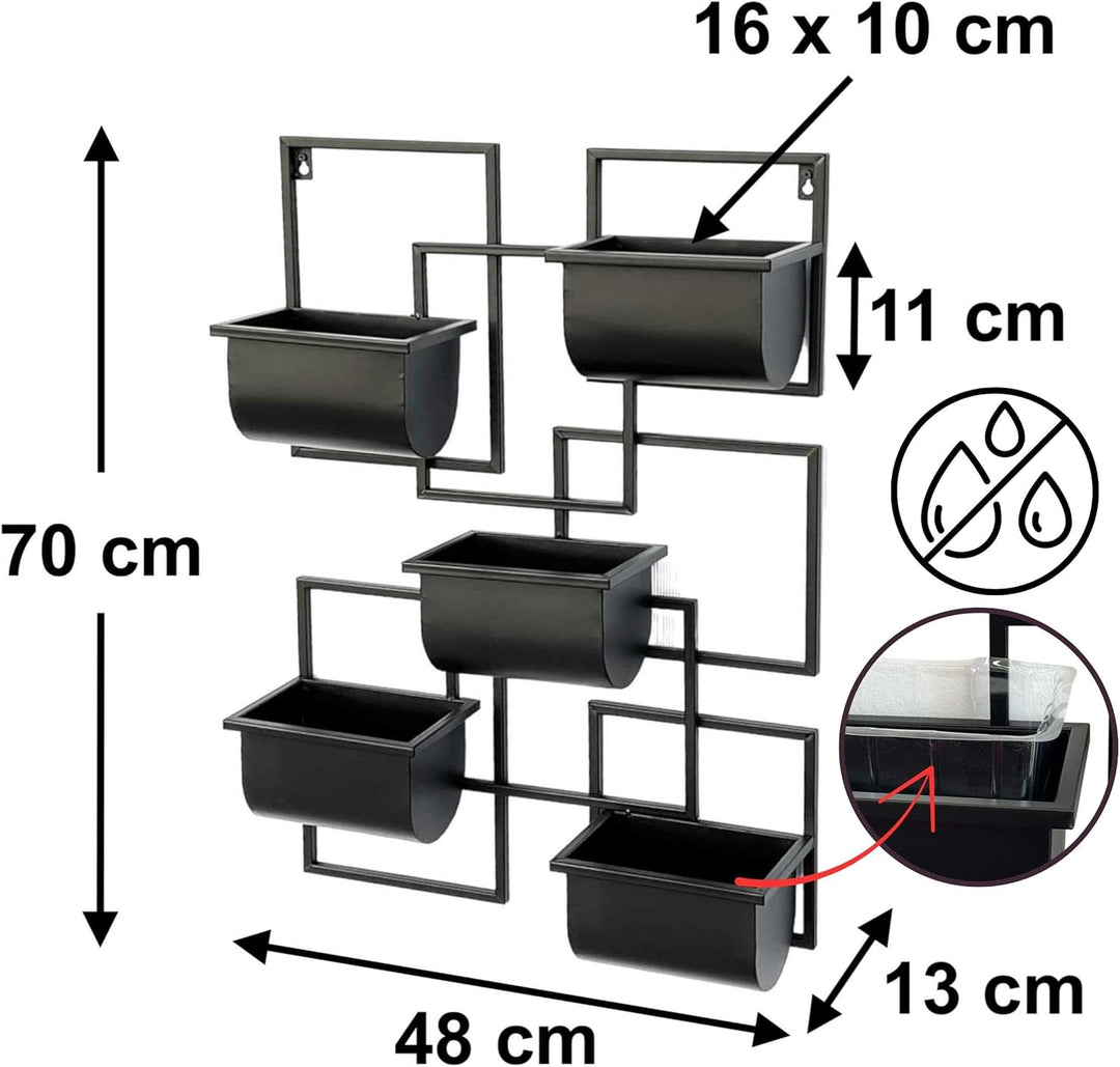 DanDiBo Kräuterregal Küche Wand Metall Schwarz 96525 Wandregal Blumenregal Pflanzenhalter Wandblumen