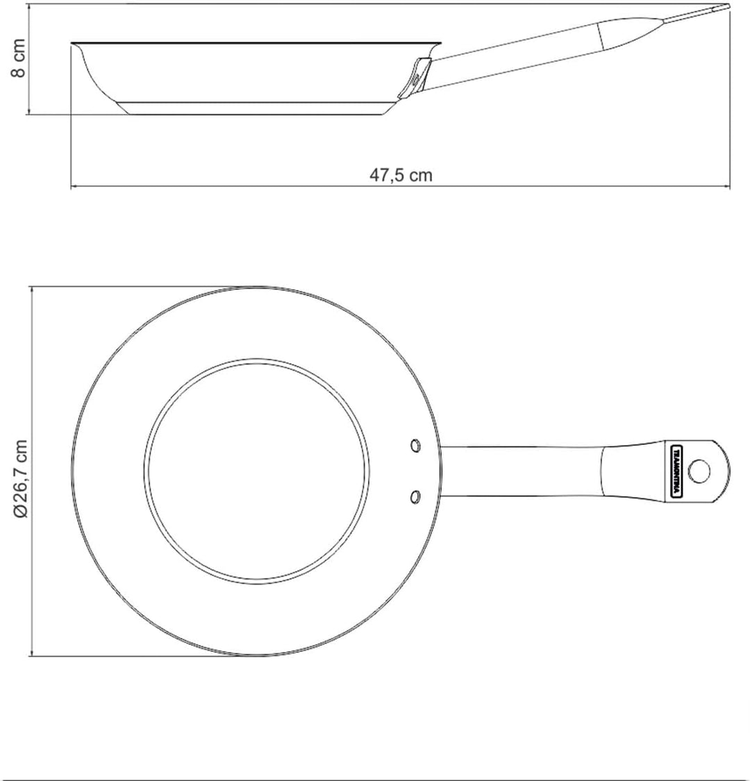 Tramontina Pfanne, Ø 26 cm, Edelstahl, antihaftbeschichtet, tiefe Bratpfanne, beschichtete Bratpfann