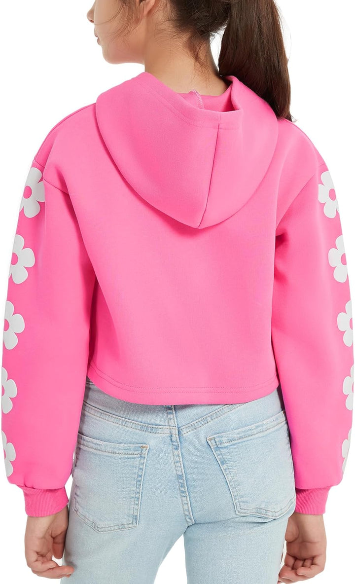 EXARUS Mädchen-Sweatshirt, Oversized/Crop Graphic Hoodie, Buchstabendruck, Rundhalsausschnitt, Pullo