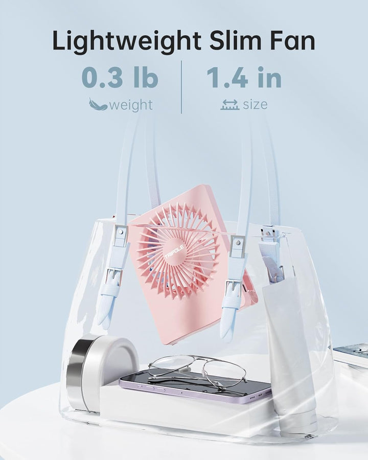 TriPole Schreibtisch Ventilator, 180° Tragbar mit 3-Geschwindigkeits USB, Ultradünner Mini für Home