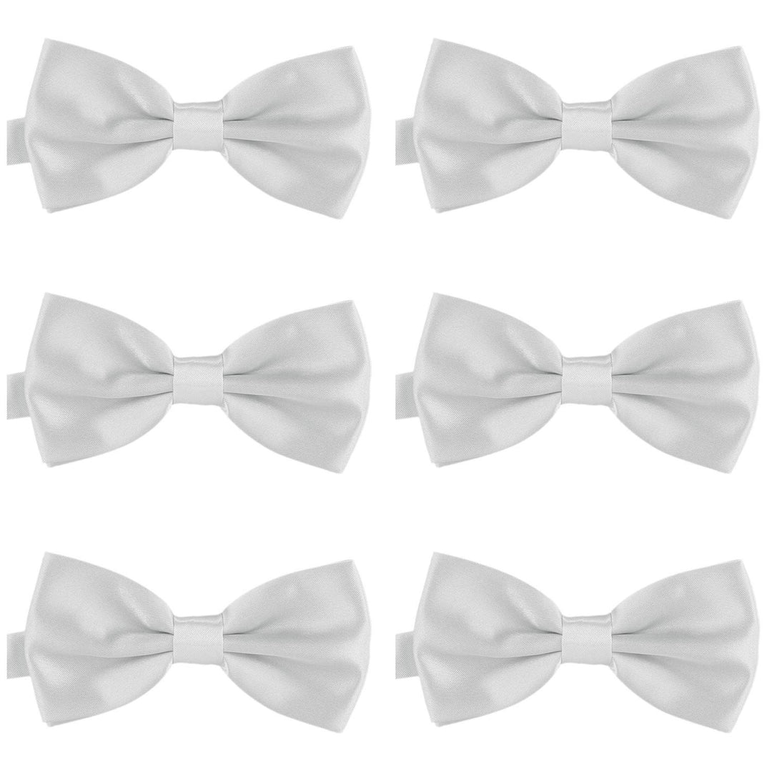 DonDon 6er Set Herren Fliege 12 x 6 cm gebunden und längenverstellbar Hellgrau, Hellgrau