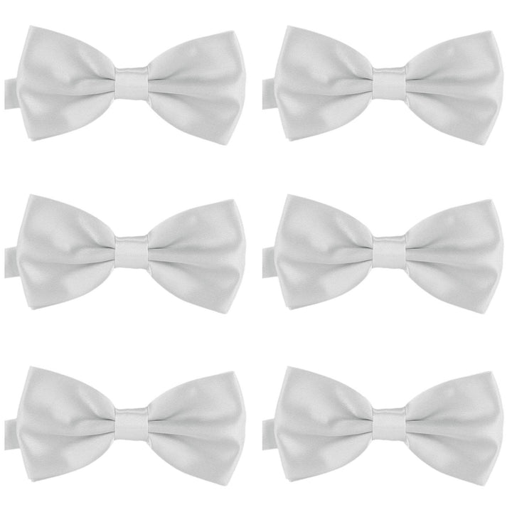 DonDon 6er Set Herren Fliege 12 x 6 cm gebunden und längenverstellbar Hellgrau, Hellgrau