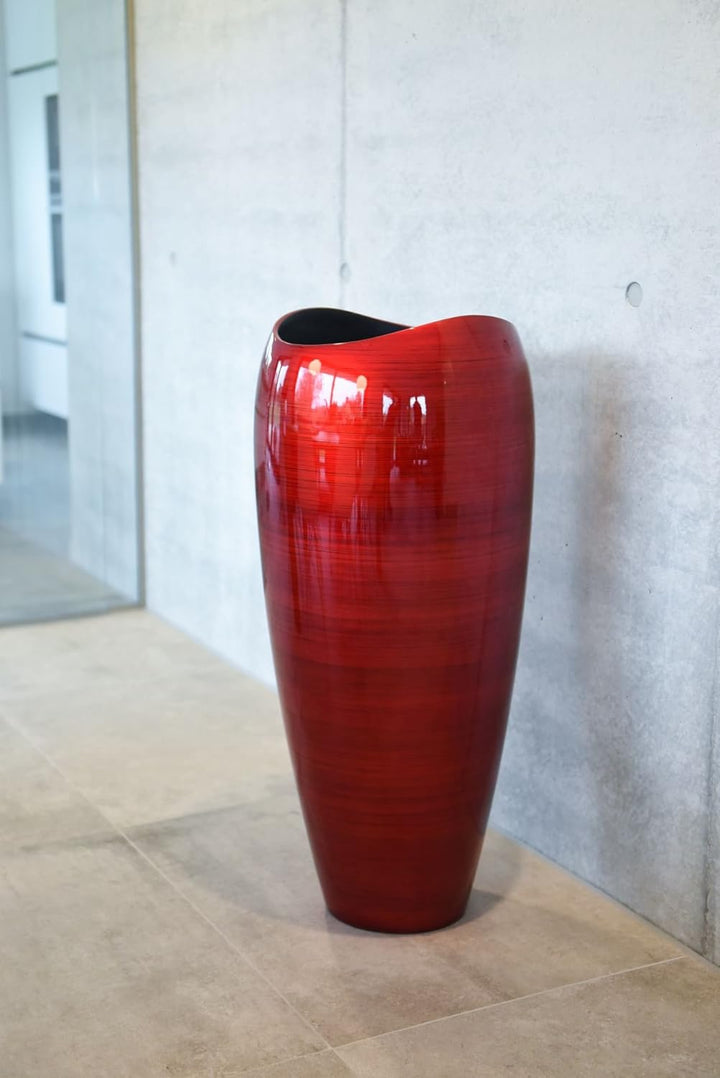 VIVANNO Pflanzkübel Pflanzgefäss Bodenvase exklusiv Deluxe Rot Schwarz Hochglanz 81 x 37 cm Rot Schw