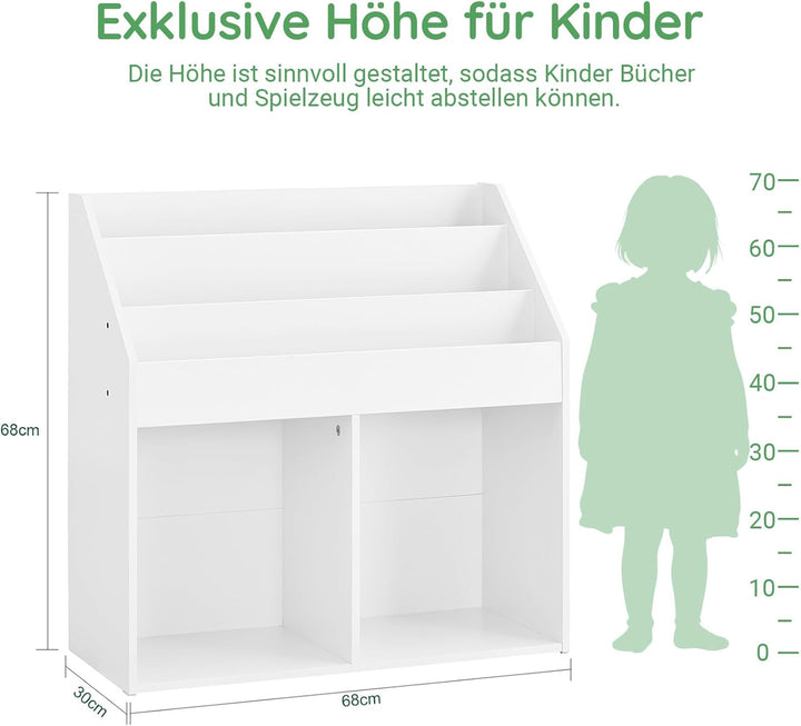 SoBuy Kinder Bücherregal Montessori Regal Kinderzimmer mit 3 Ablagefächern und 2 offenen Fächern Kin