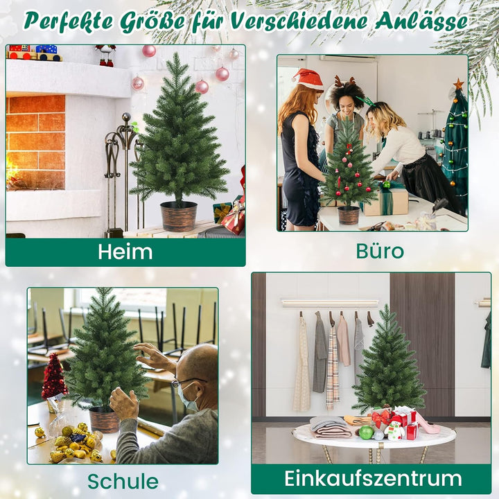 GOPLUS Mini-Weihnachtsbaum 60cm, Künstlicher Tisch Weihnachtsbaum mit 50 Zweigen & Sockel, 100% PE-S