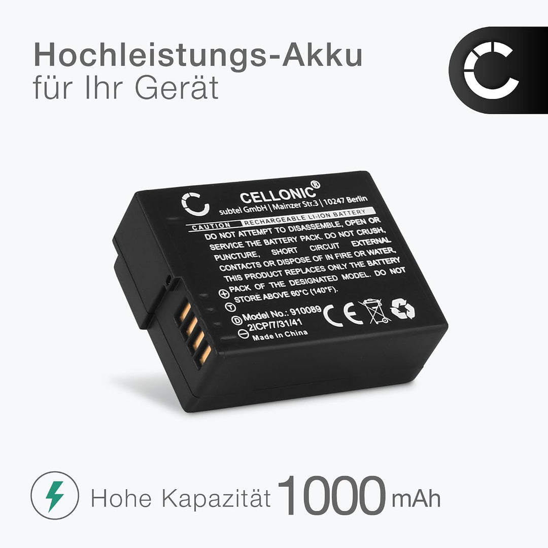 CELLONIC 1x Akku für Kamera Kompatibel mit Panasonic Lumix DMC-FZ1000, Lumix DMC-FZ300, Lumix DMC-FZ