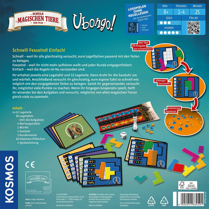 KOSMOS 684501 Ubongo! Die Schule der magischen Tiere, actionreiches Spiel ab 8 Jahre zum Film, Brett
