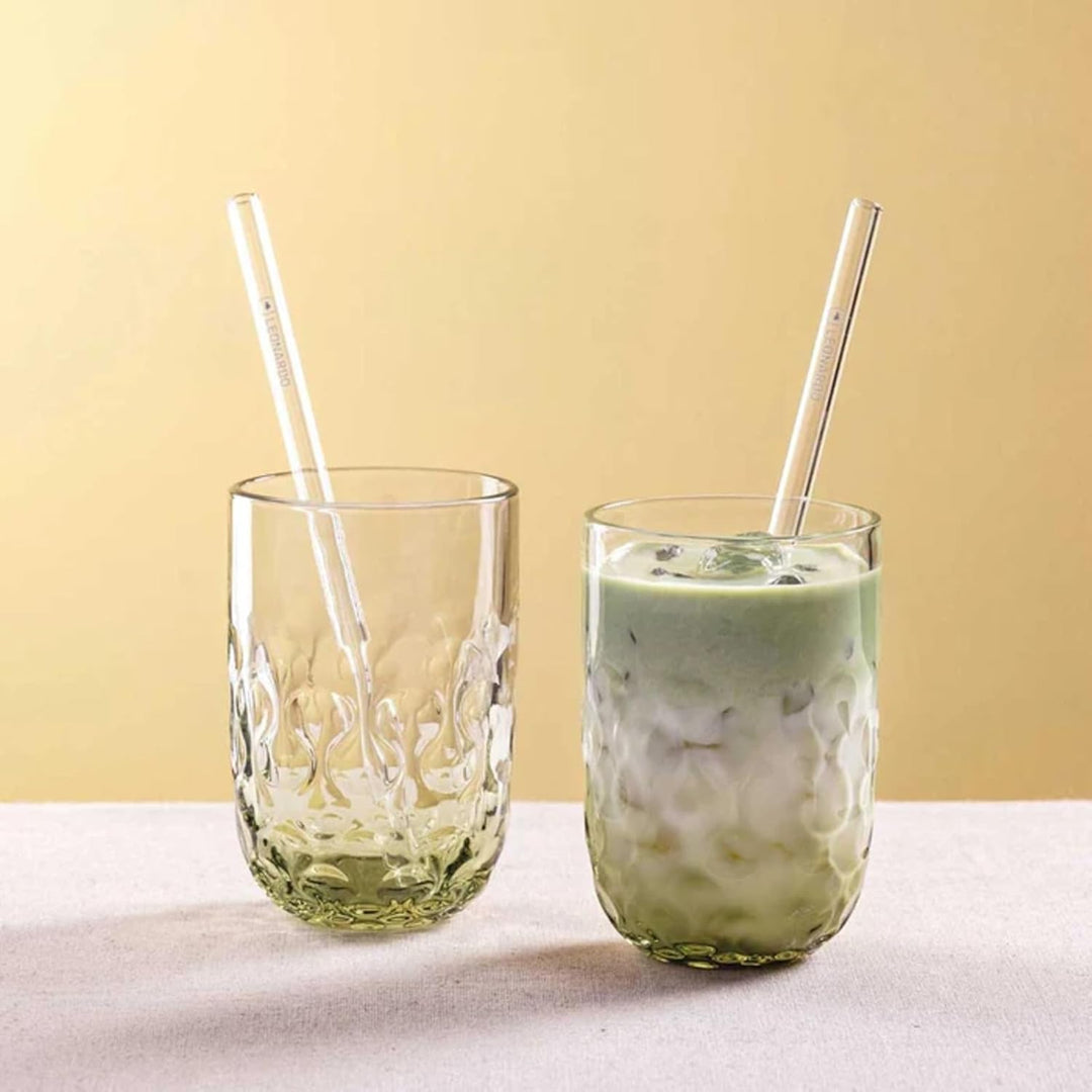 LEONARDO HOME GOCCE Matcha Latte Glas • 2 Latte Macchiato Gläser + Trinkhalme • LM Becher für Siebtr