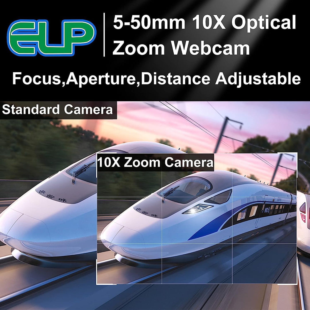 ELP USB Kamera 1080P Low Illumination Webcam 5-50mm Optischer Zoom Objektiv Variabler Fokus IMX323 U