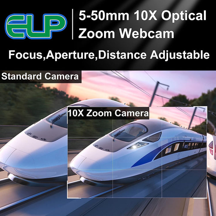 ELP USB Kamera 1080P Low Illumination Webcam 5-50mm Optischer Zoom Objektiv Variabler Fokus IMX323 U