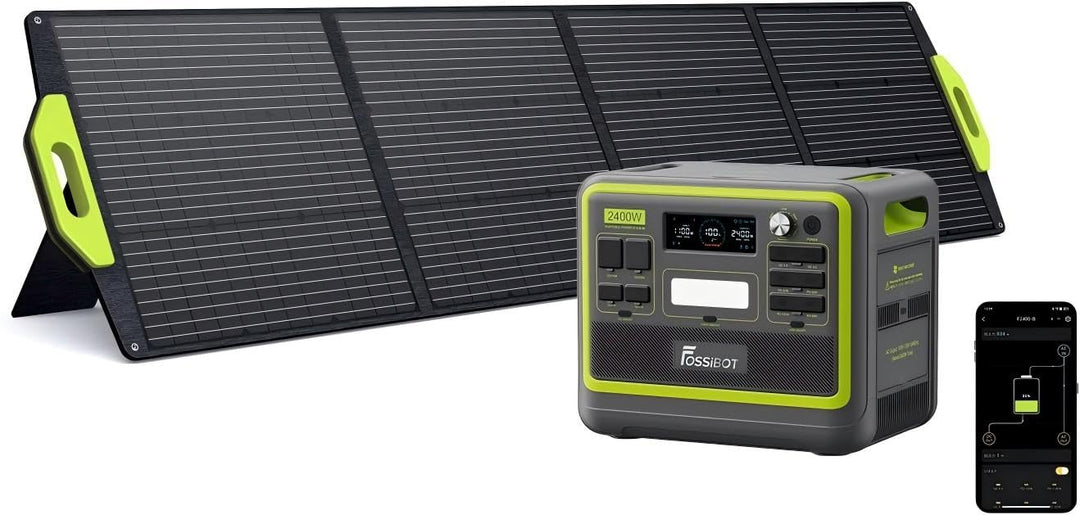 FOSSiBOT F2400 Powerstation mit 200W Solarpanel, Solargenerator 2048Wh LiFePO4 Batterie 230V 2400W 3