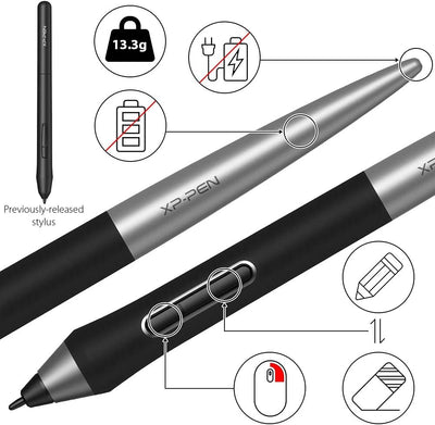 XP-PEN Deco Pro M Grafiktablett, 11''x6'' Zeichenpad zum Malen, 60° Tilt, zeichentablett mit Stift z