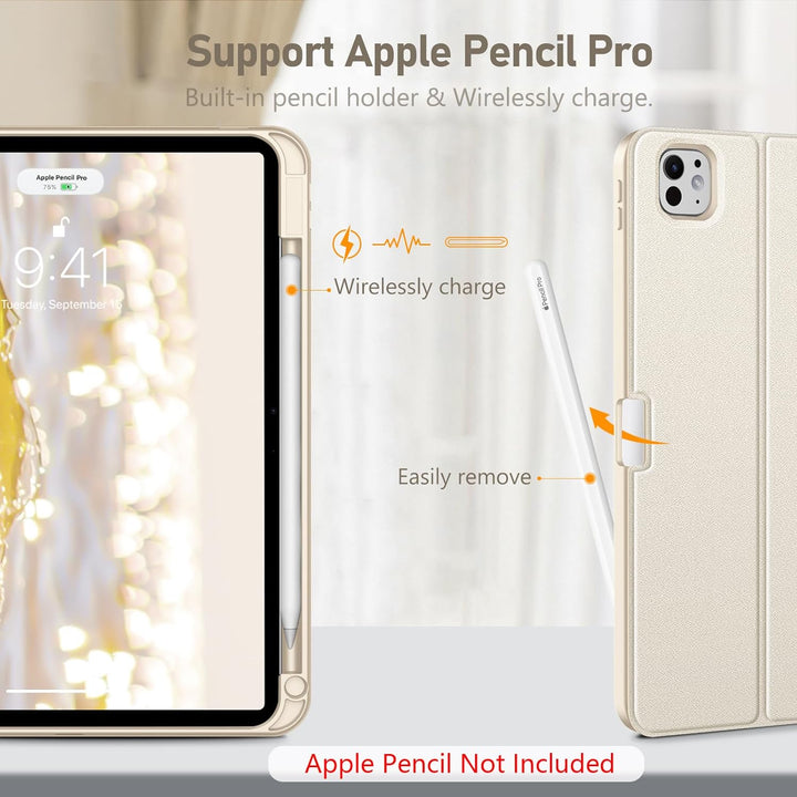 FINTIE Tastatur Hülle für iPad Pro 11 Zoll 2024 (m4), Soft TPU Rückseite Schutzhülle mit Stifthalter